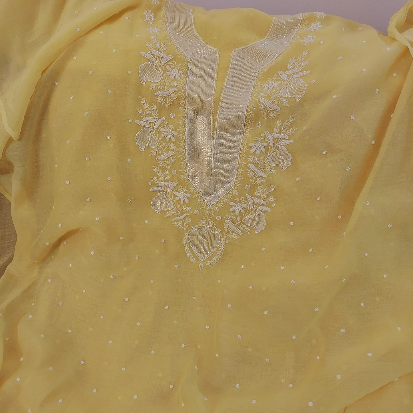 Pure Mul Chanderi Neckline