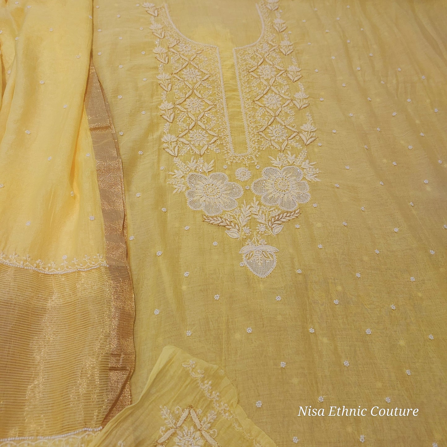 Mul Chanderi Neckline