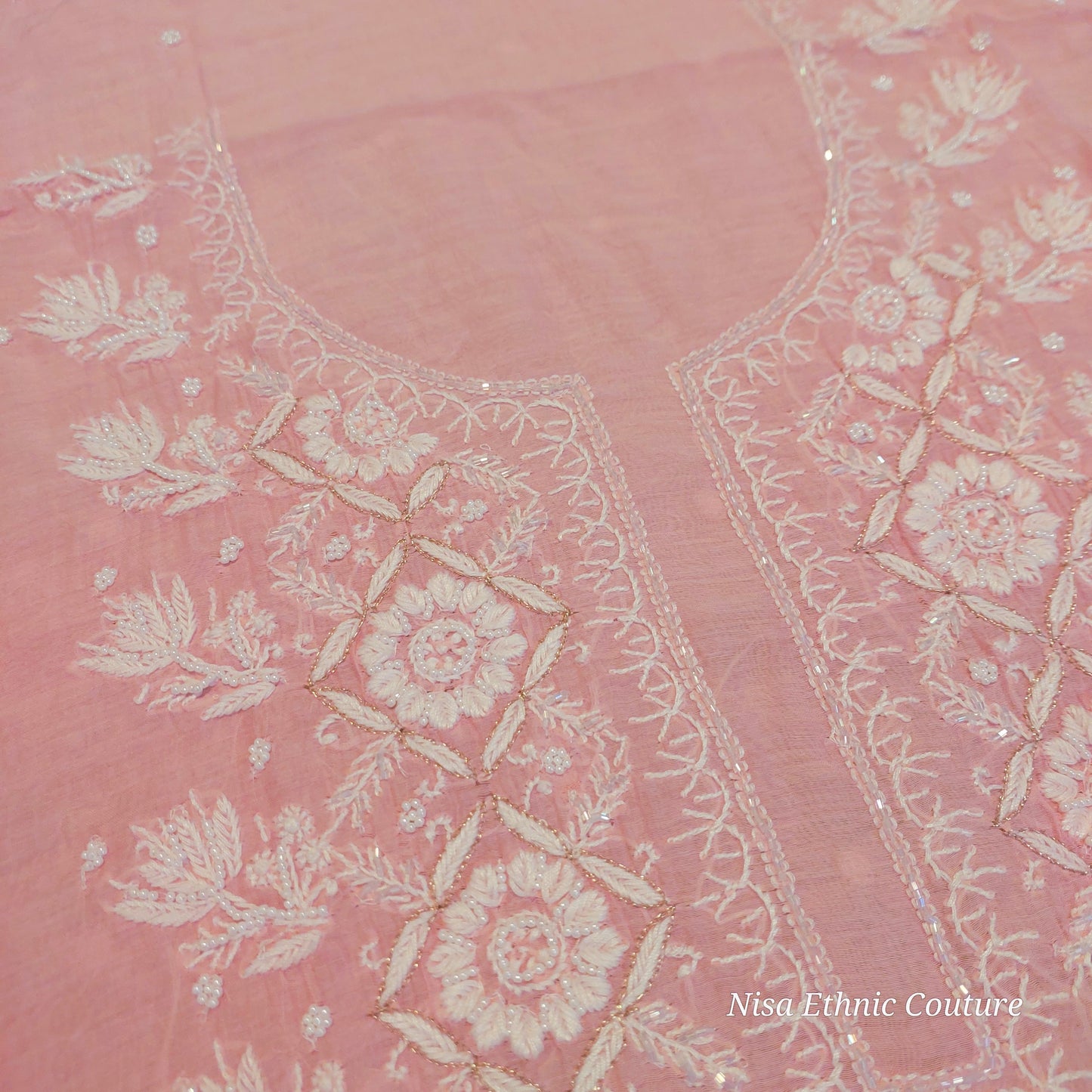 Mul Chanderi Neckline