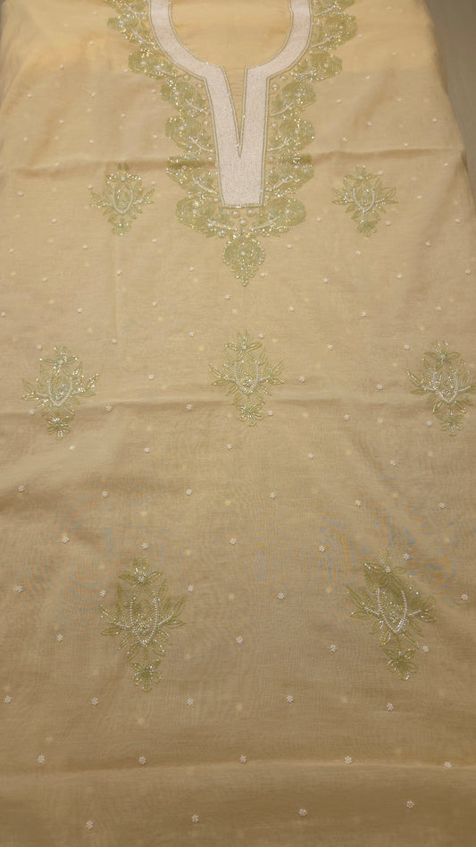 Mul Chanderi Cutdana Suit Set (green cutdana)