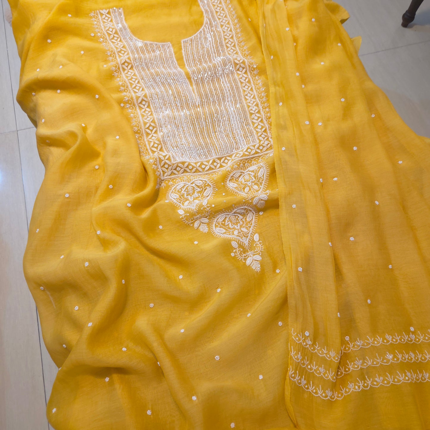 Mul Chanderi Chikankari Suit Set