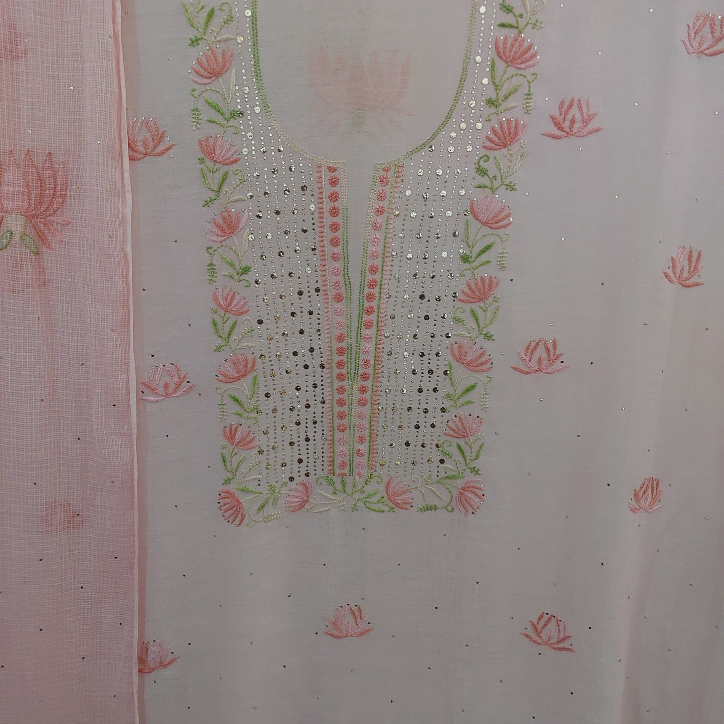 ~Lotus~Mul Chanderi Chikankari