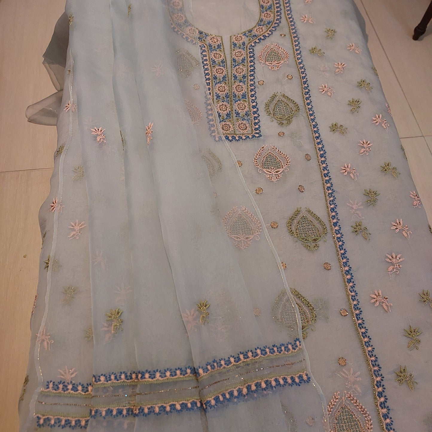 Organza Chikankari Suit Set