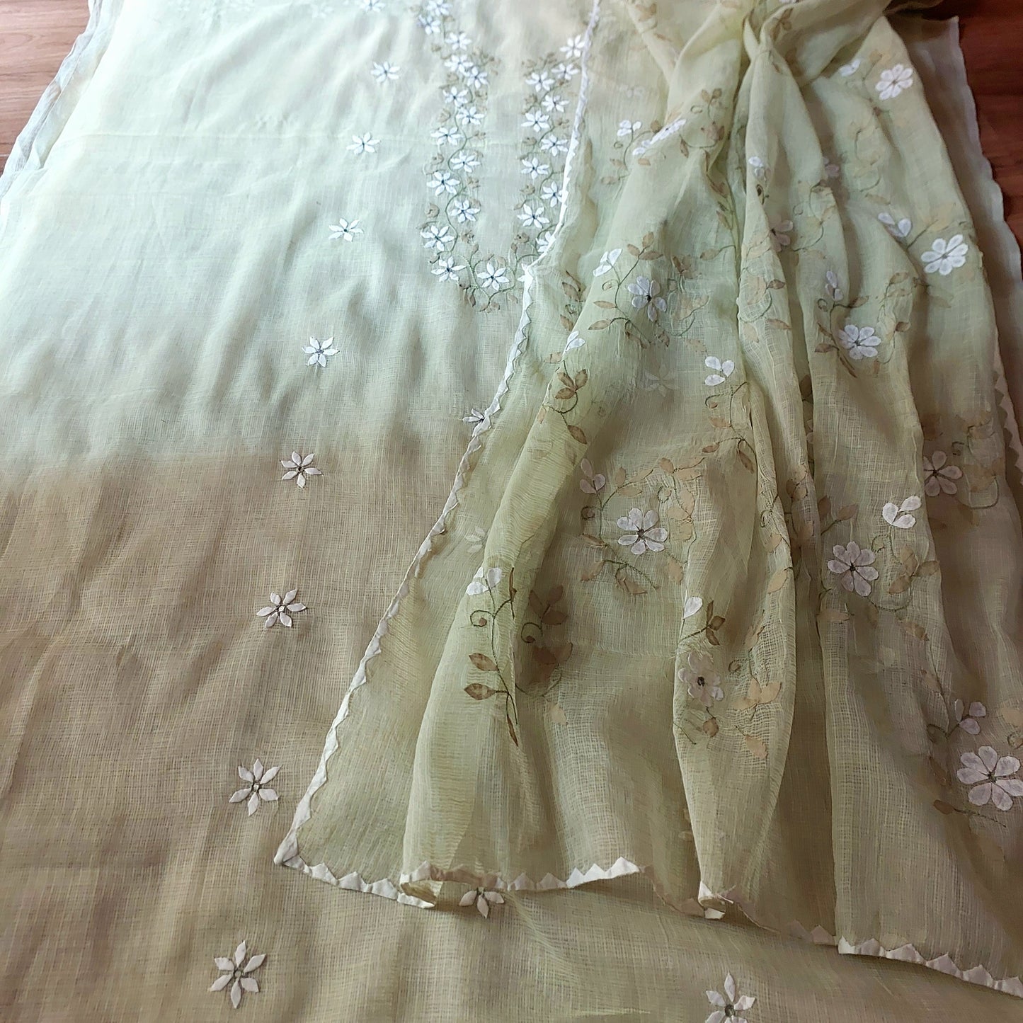 Kota Doriya Applique Phool Patti