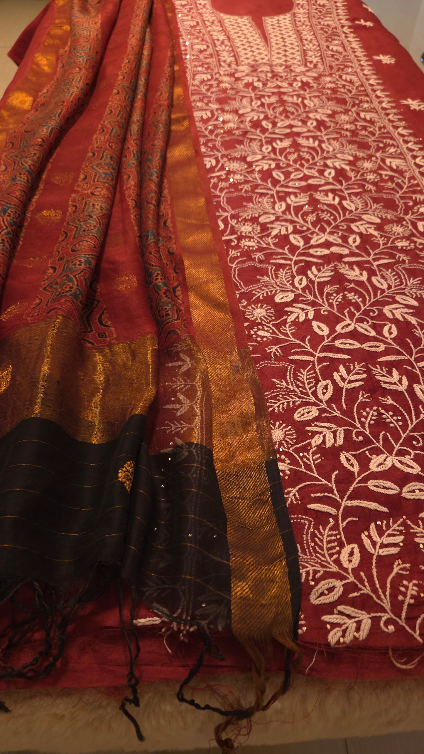 Ajrakh Chikankari Fusion