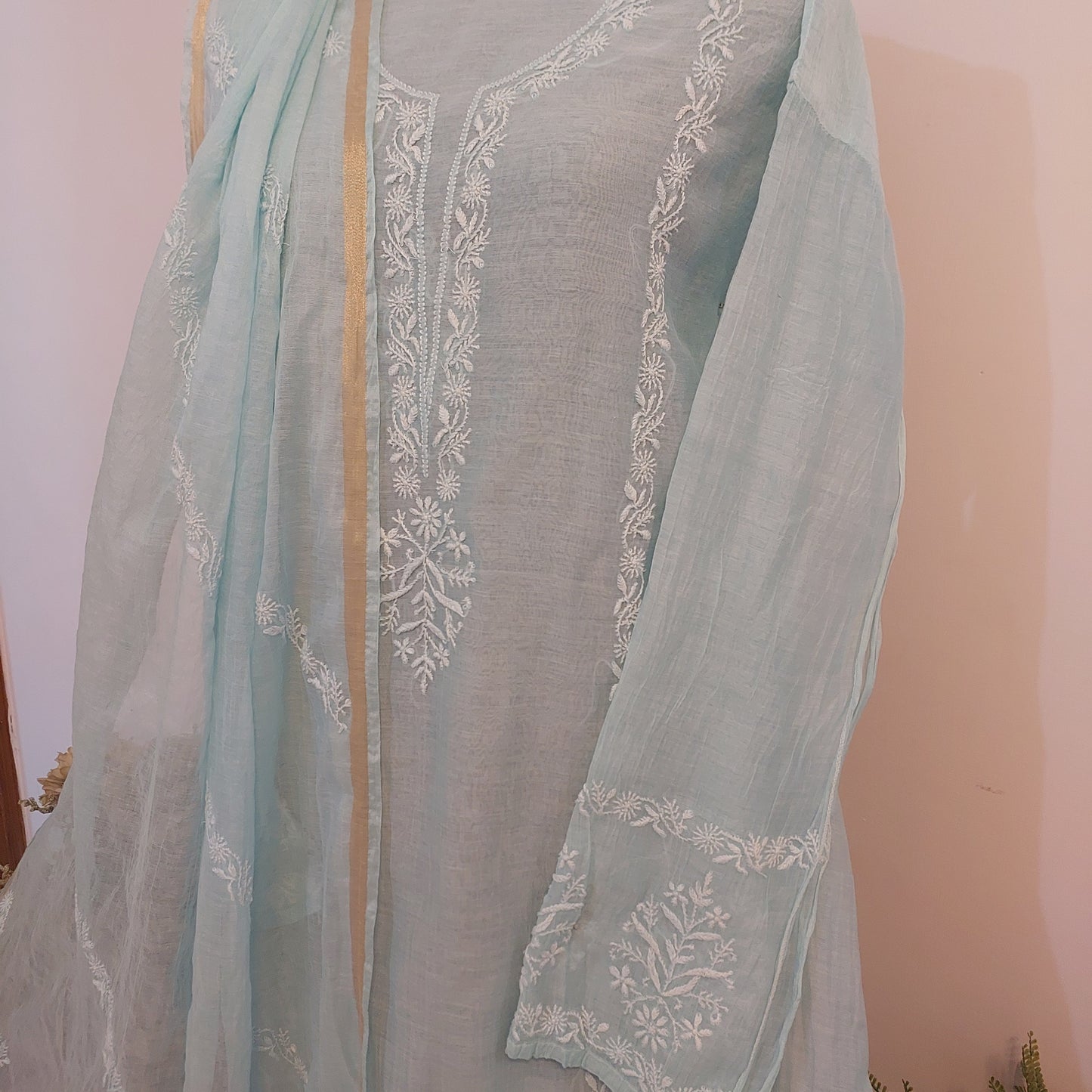 Mul Chanderi Chikankari Suit