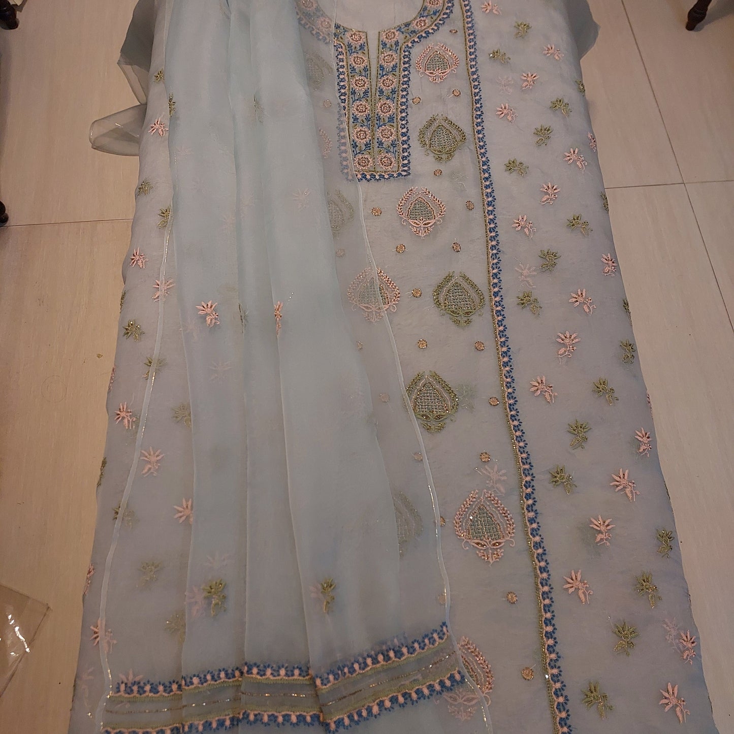 Organza Chikankari Suit Set