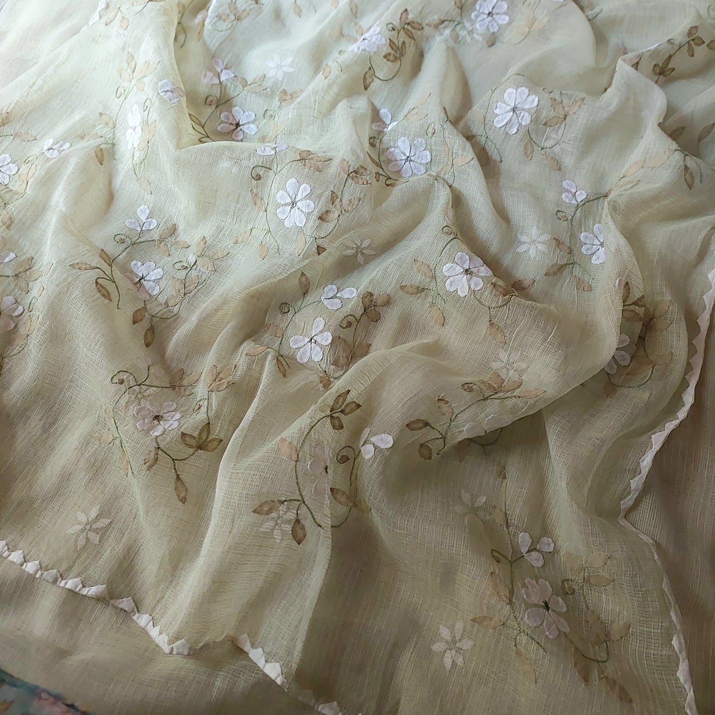 Kota Doriya Applique Phool Patti