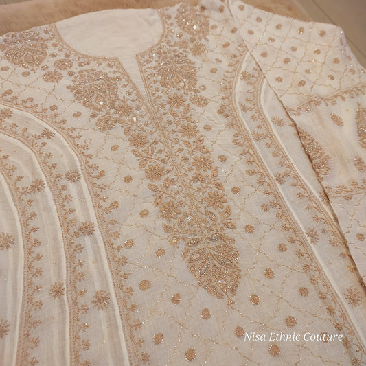 Pure mul chanderi anarkali