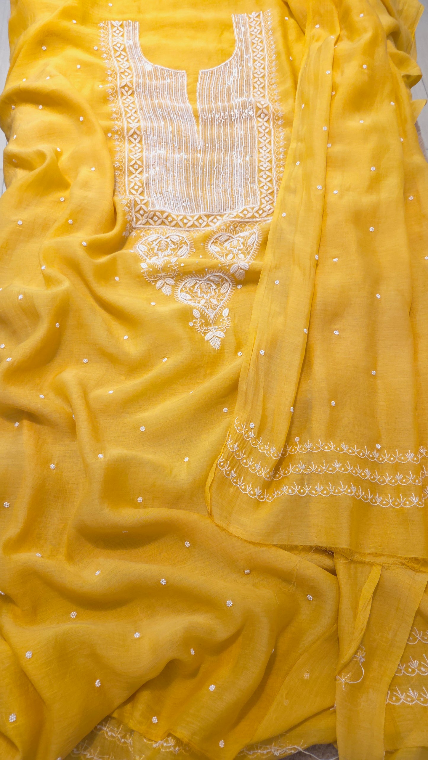 Mul Chanderi Chikankari Suit Set