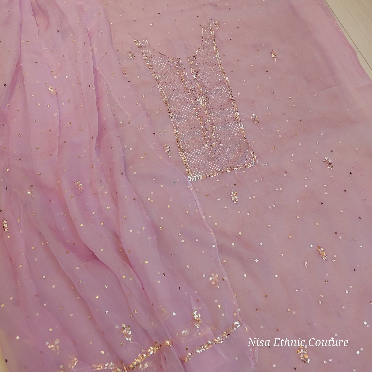 Pure organza mukaish suit