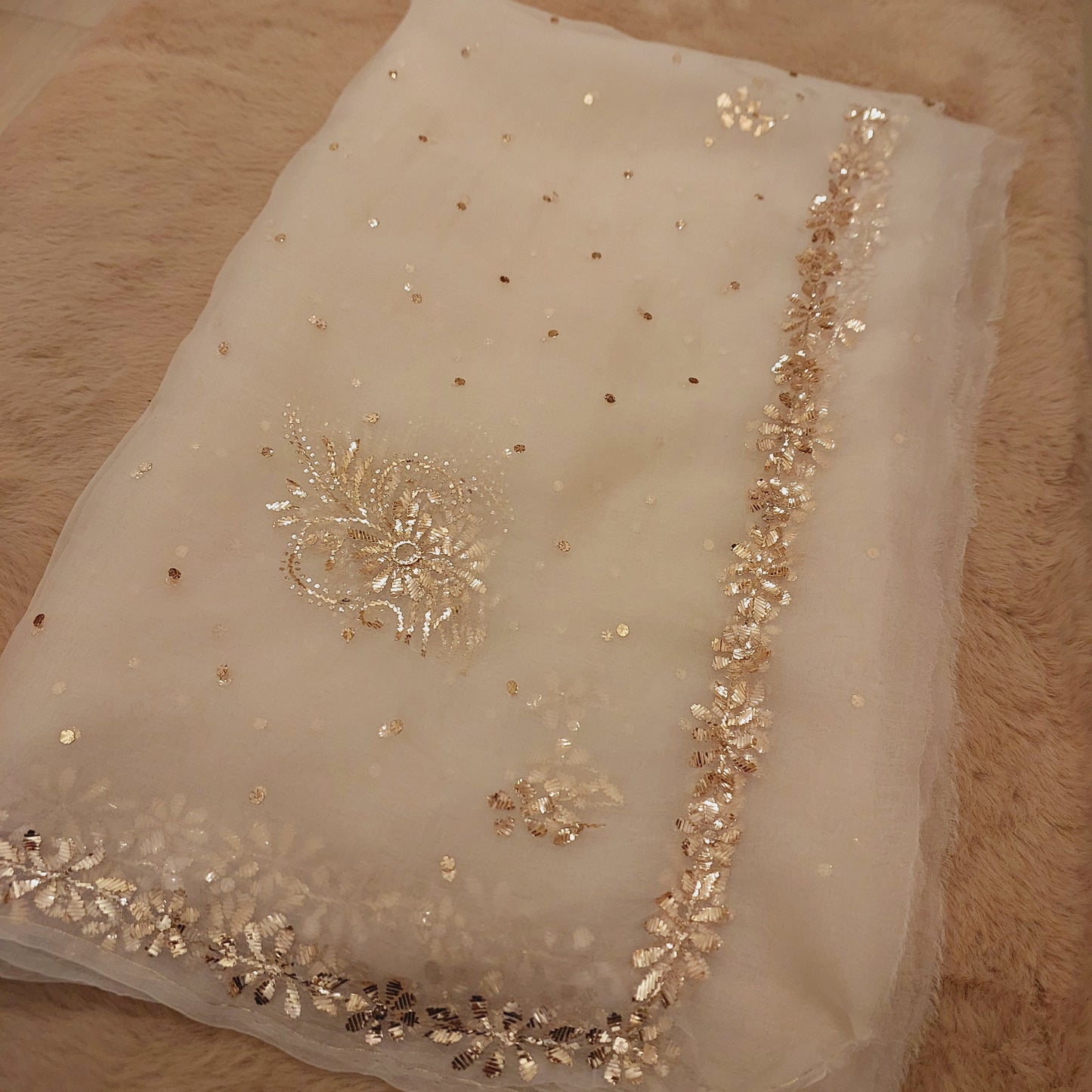 Pure organza mukaish dupatta