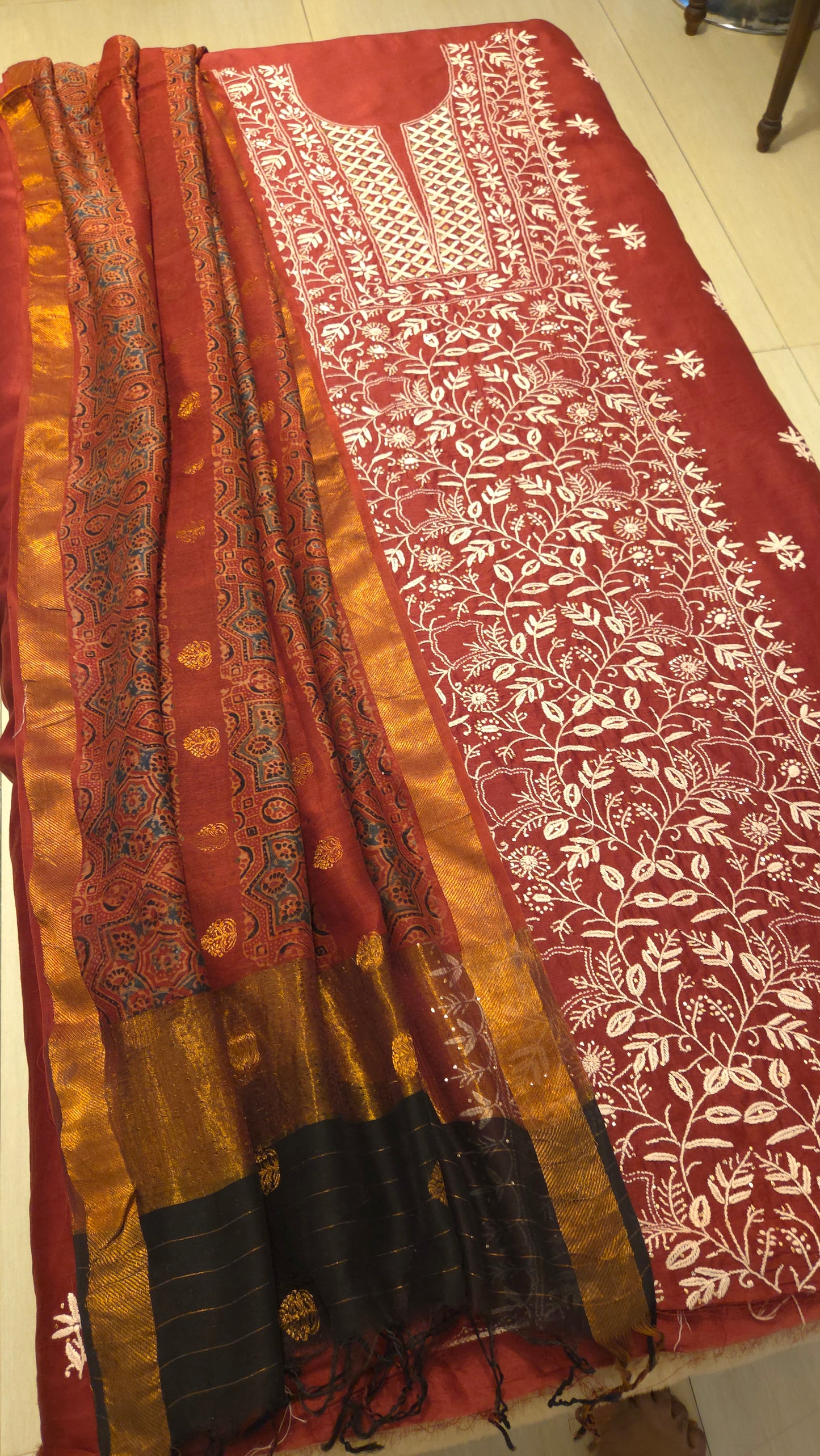 Ajrakh Chikankari Fusion