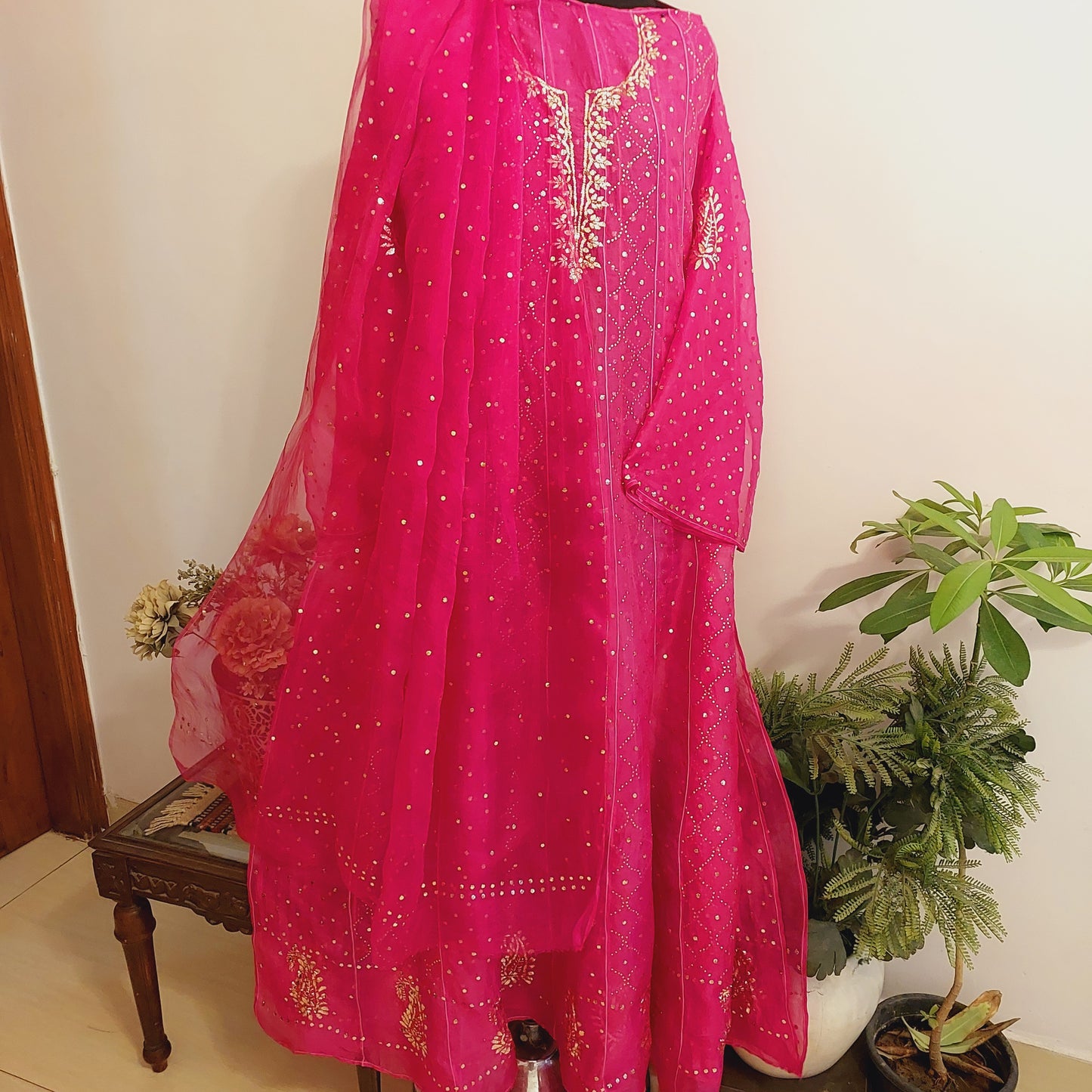 Pure Organza Mukaish Anarkali