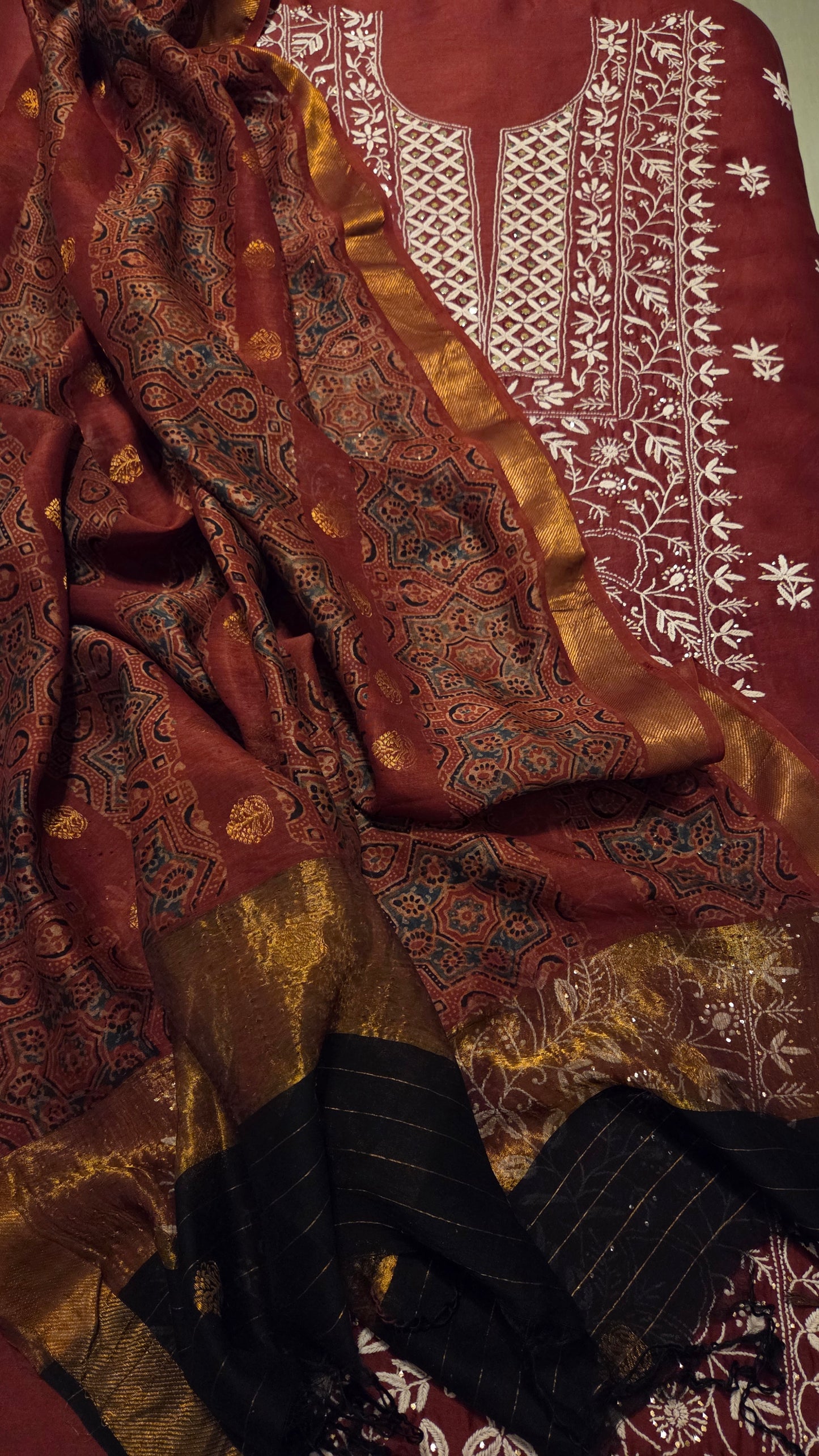 Ajrakh Chikankari Fusion