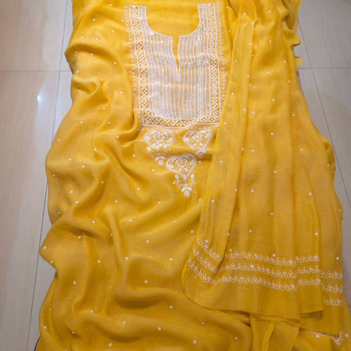 Mul Chanderi Chikankari Suit Set