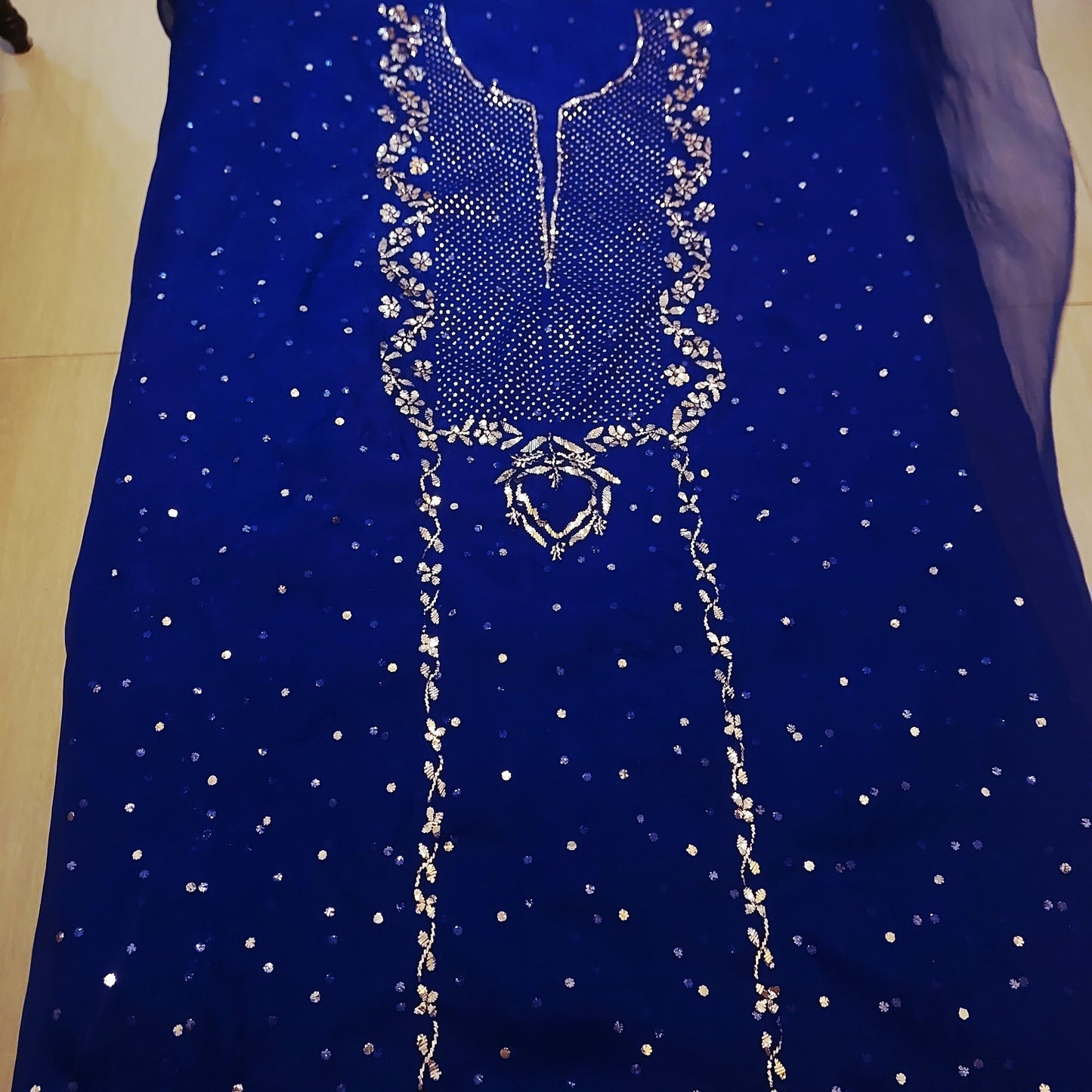 Pure organza mukaish suit