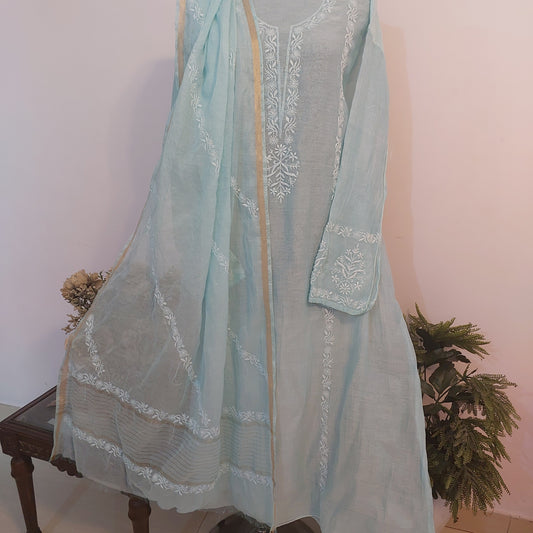 Mul Chanderi Chikankari Suit