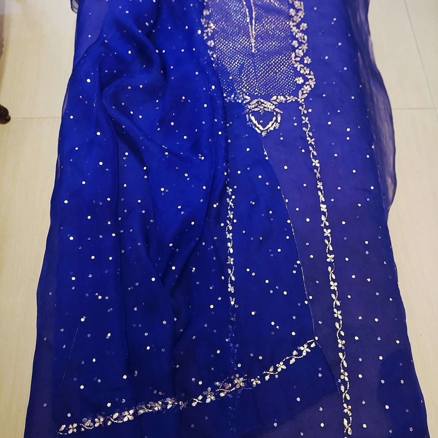 Pure organza mukaish suit