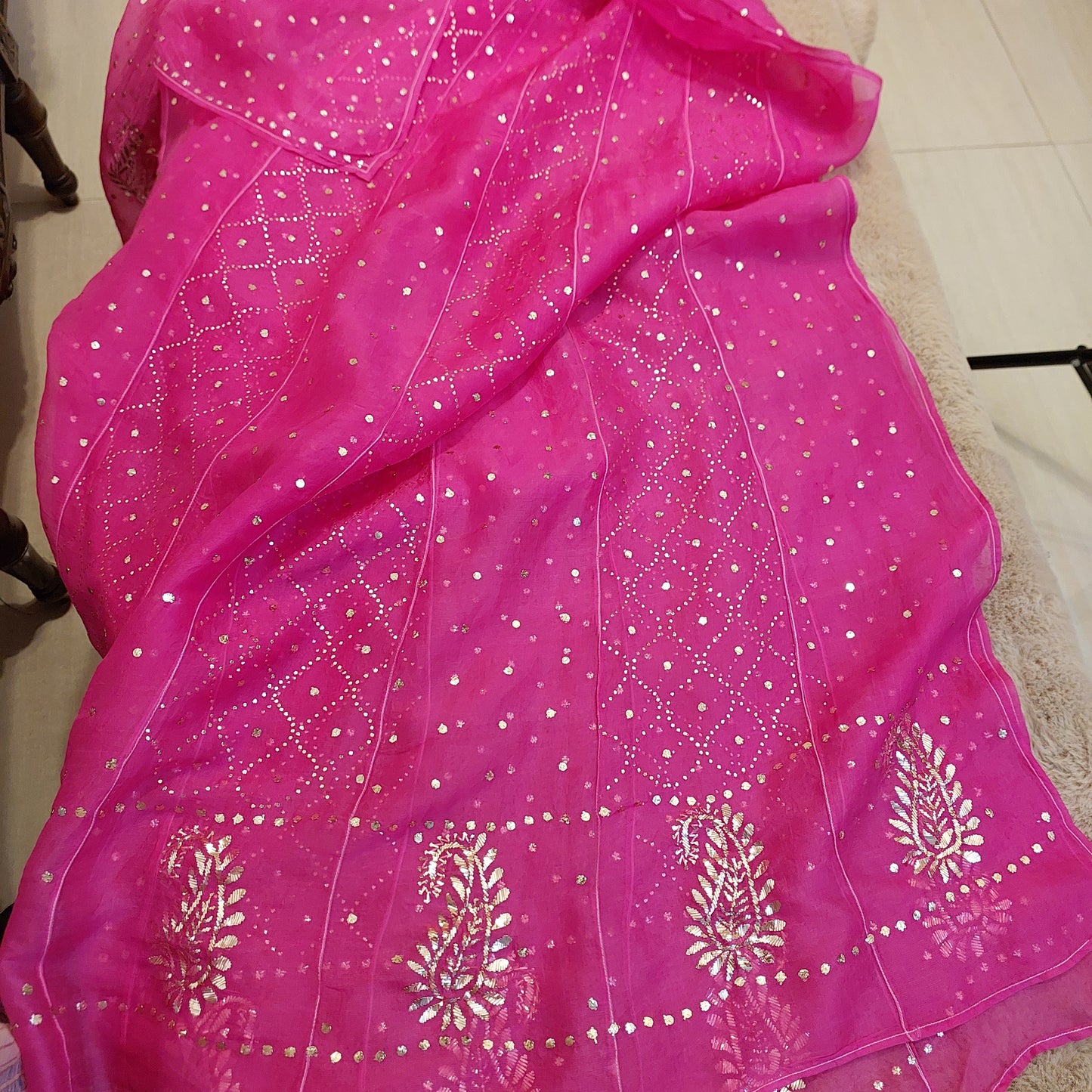 Pure Organza Mukaish Anarkali