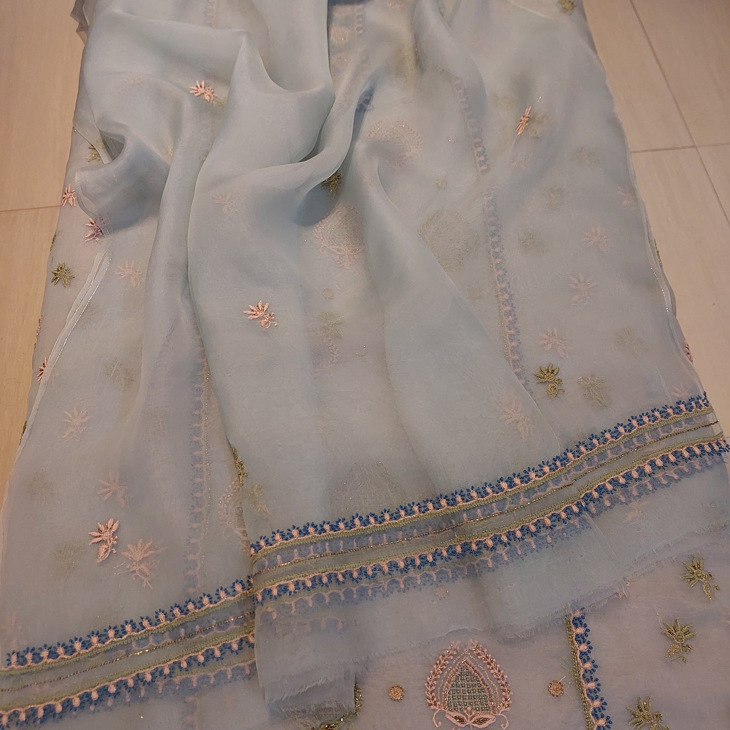 Organza Chikankari Suit Set