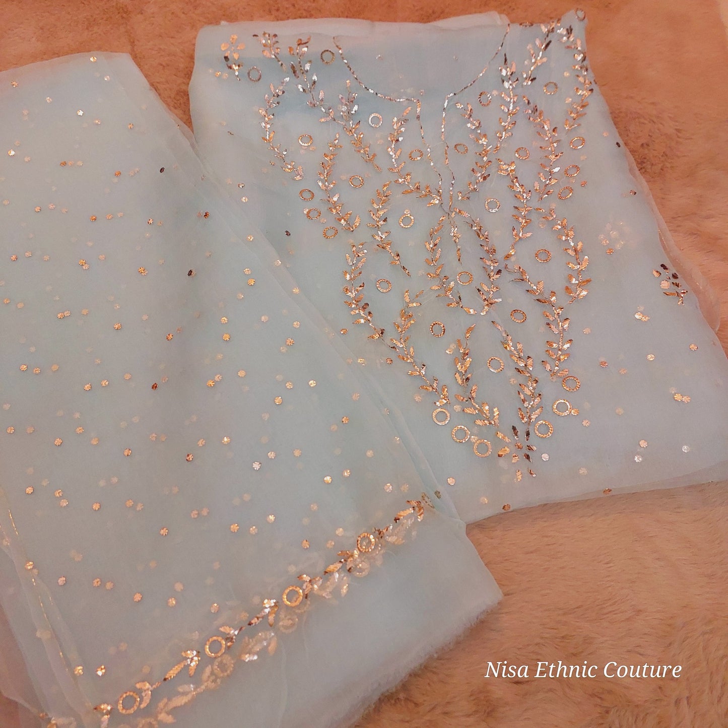Pure organza mukaish suit